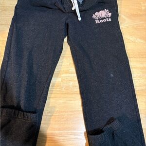 Roots Kids Charcoal Joggers with Pink Logo